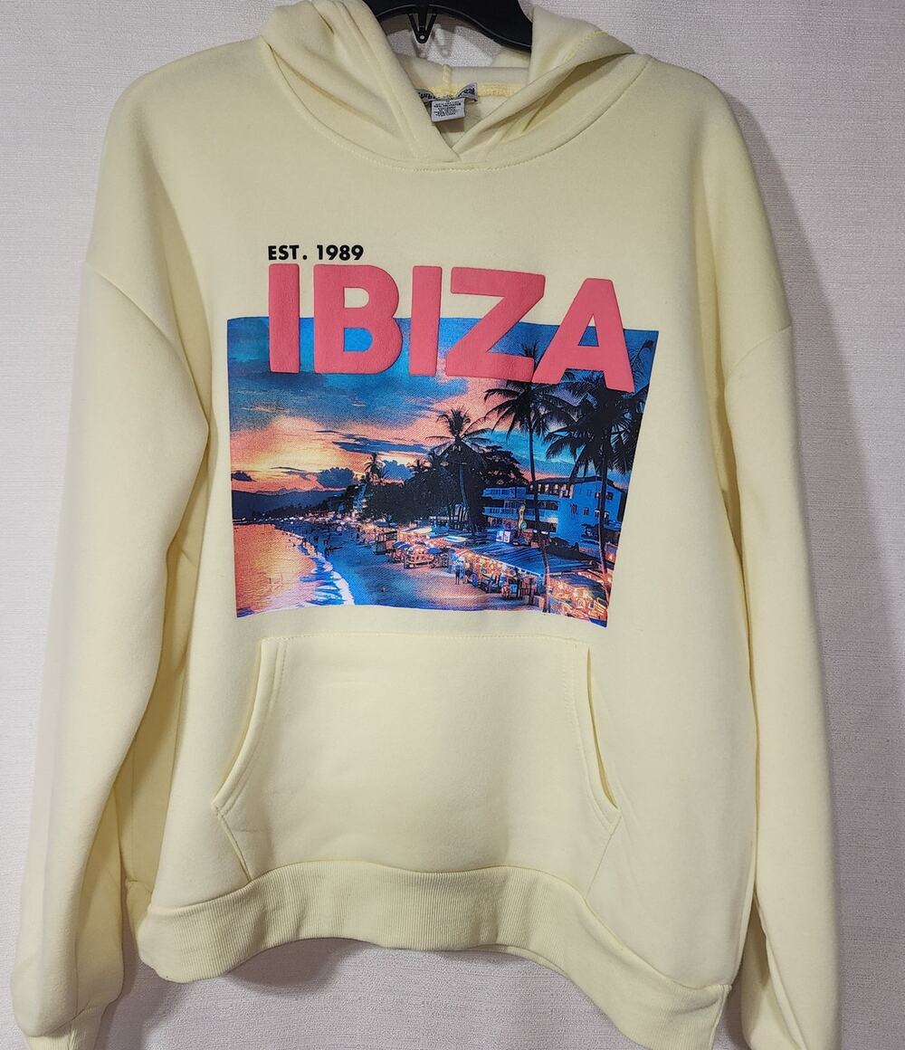 Est 1989  Ibiza yellow women's medium size hoodie